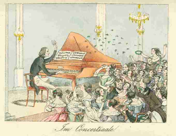Liszt in concert (1842), by Theodor Hosemann (source)